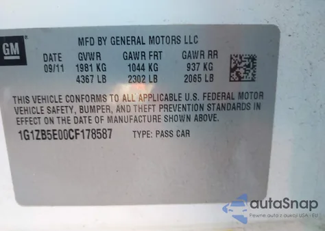 2012 Chevrolet Malibu Ls from USA, damaged, VIN 1G1ZB5E00CF178587